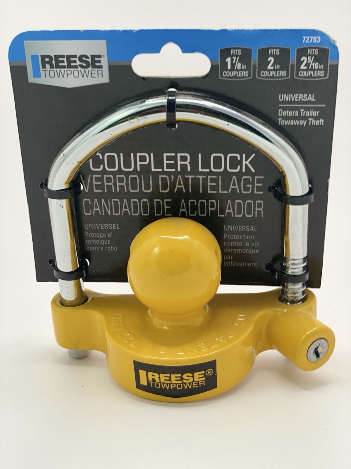 REESE Towpower 72783 Coupler Lock, Adjustable Storage Security, Heavy-Duty Steel
