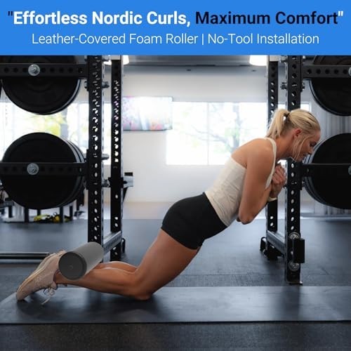 Nordic Hamstring Curl Attachment - Quick-Install, Leather Padding for Power Rack