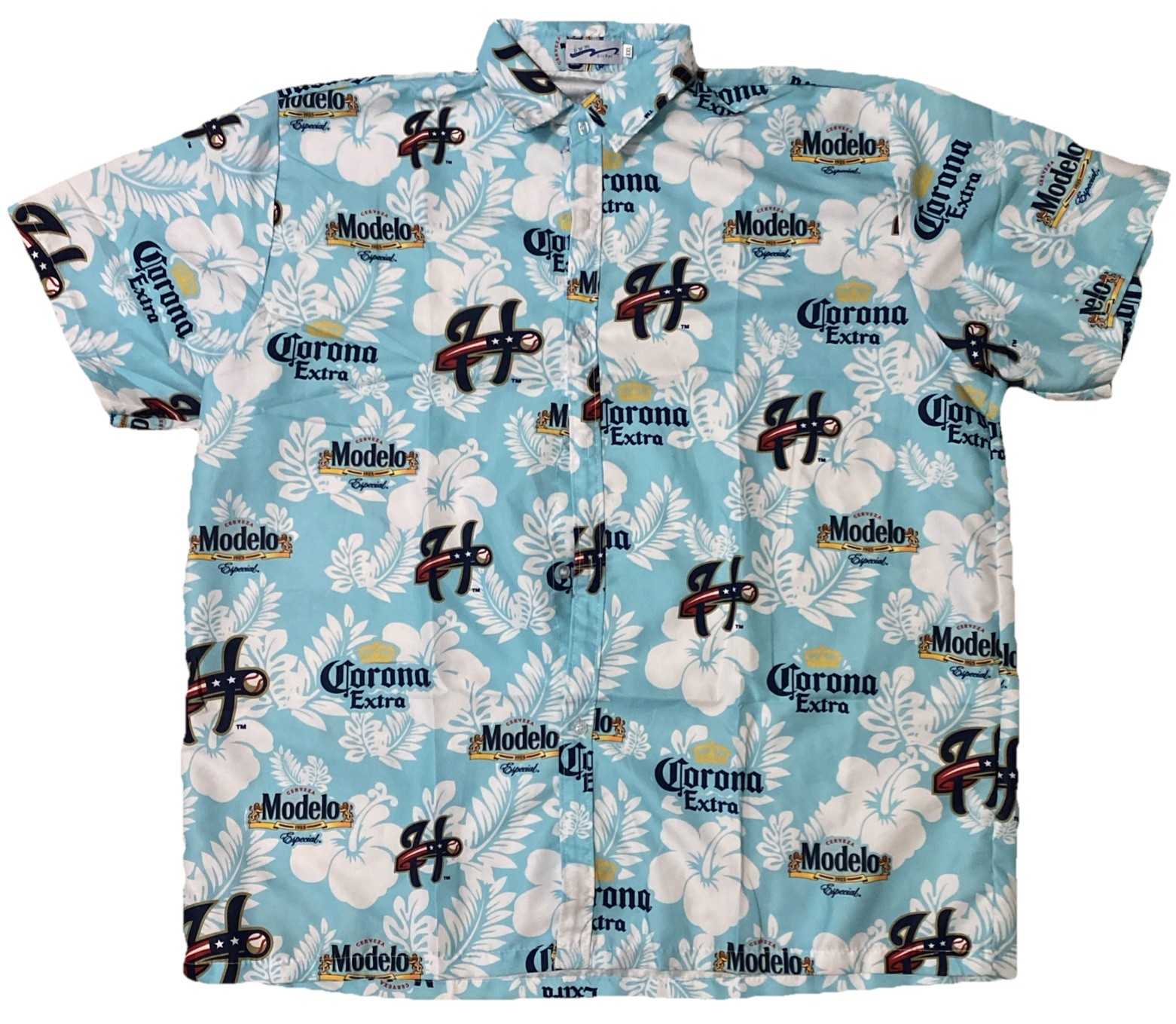 HARRISBURG SENATORS Hawaiin Shirt Button Up Luau SGA MiLB Corona Modelo, 2XL XXL