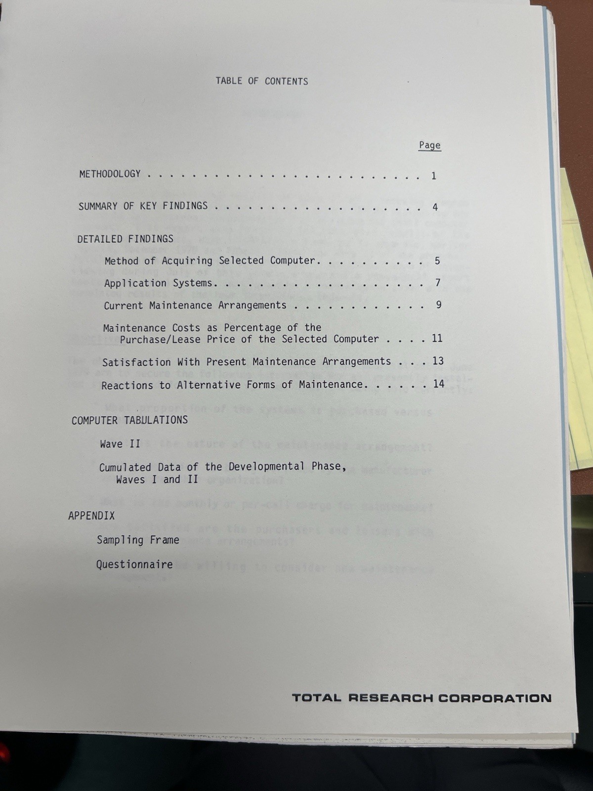 1980 IBM Small Computer Market Maintenance Study Wave II Report