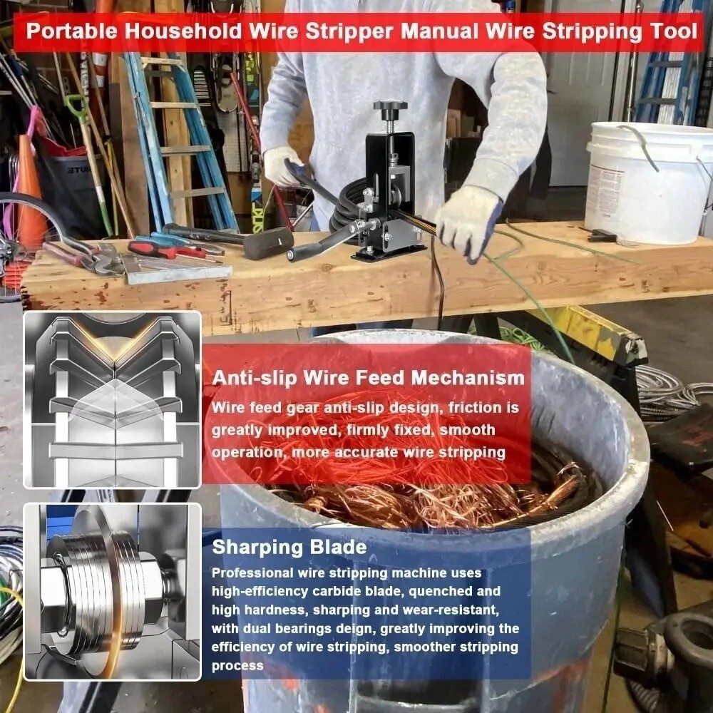 Manual Electric Wire Stripping Machine Cable Stripper Crank Scrap Copper Cutter