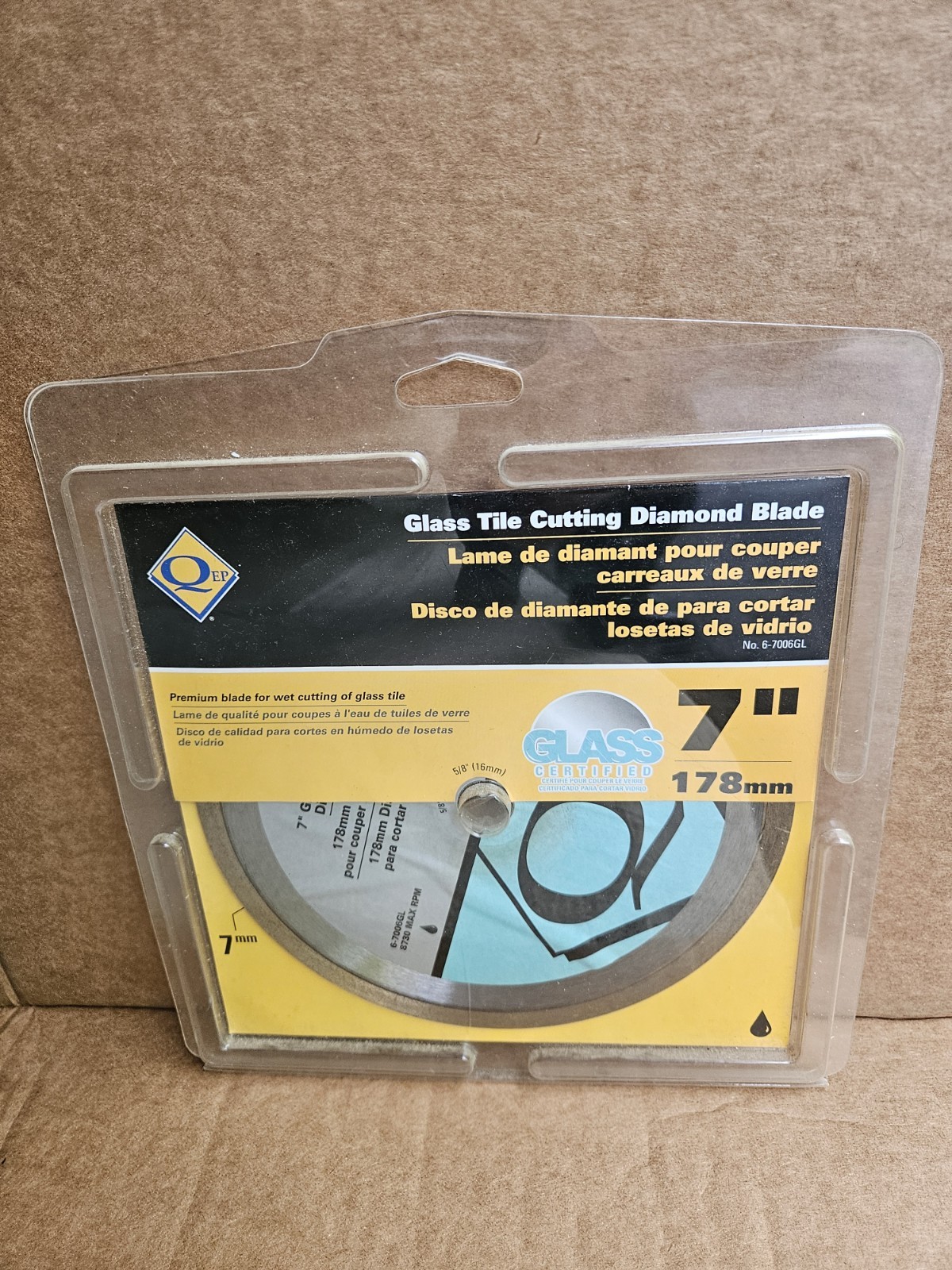 QEP 7" Continuous Rim  Diamond Blade - Max RPM 8730 Glass/Tile