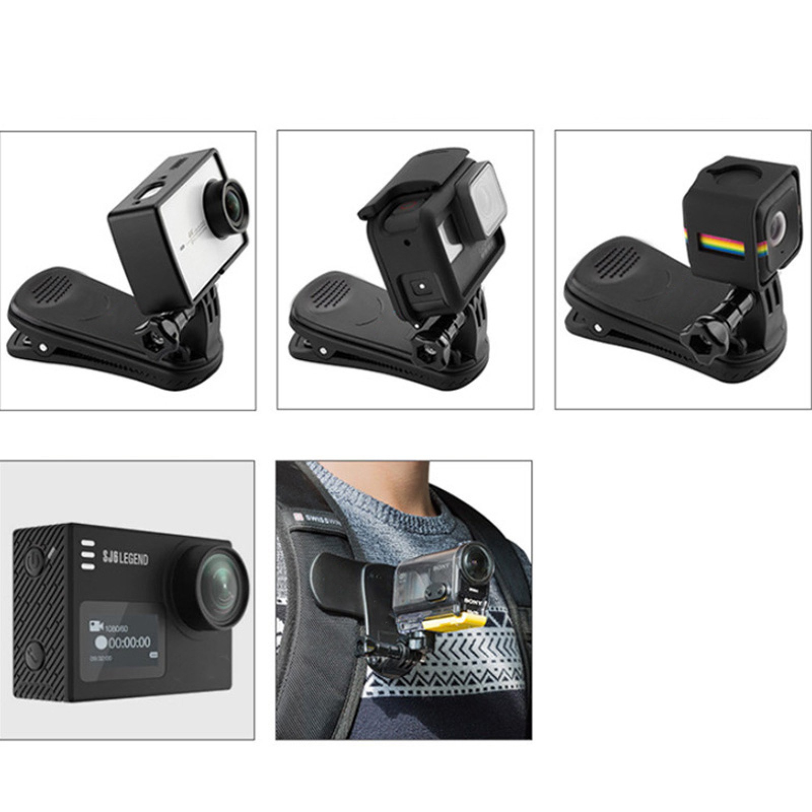 Fantastic Mini Camera Backpack Mount Clip For Gopro Hero6 5 4 3+Black Session E