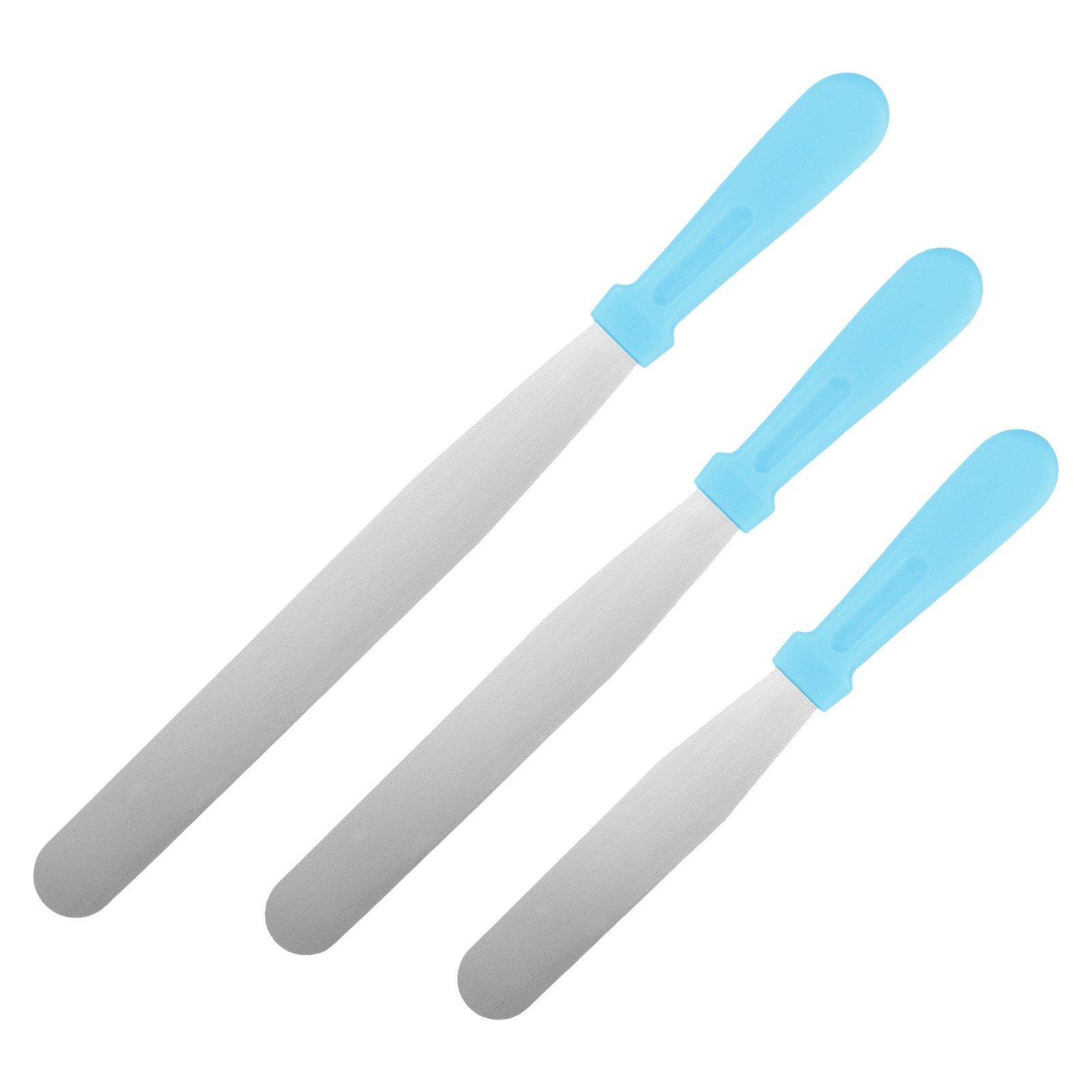 6, 8, 10" Cake Offset Spatula Set of 3 Blue (Straight Handle)