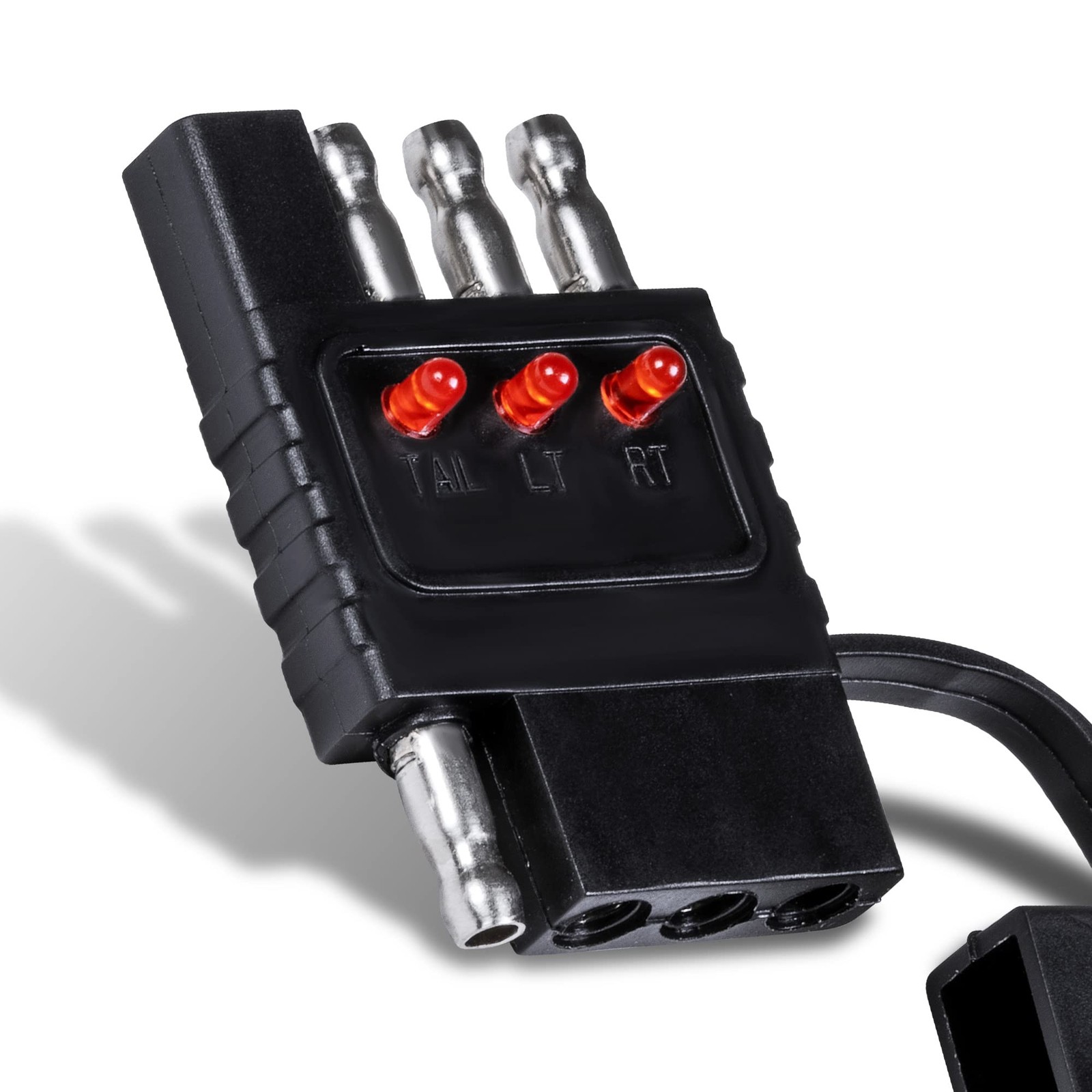 4 Way Flat Trailer Light Tester, Circuit Diagnostic Tool, Male Female Connector