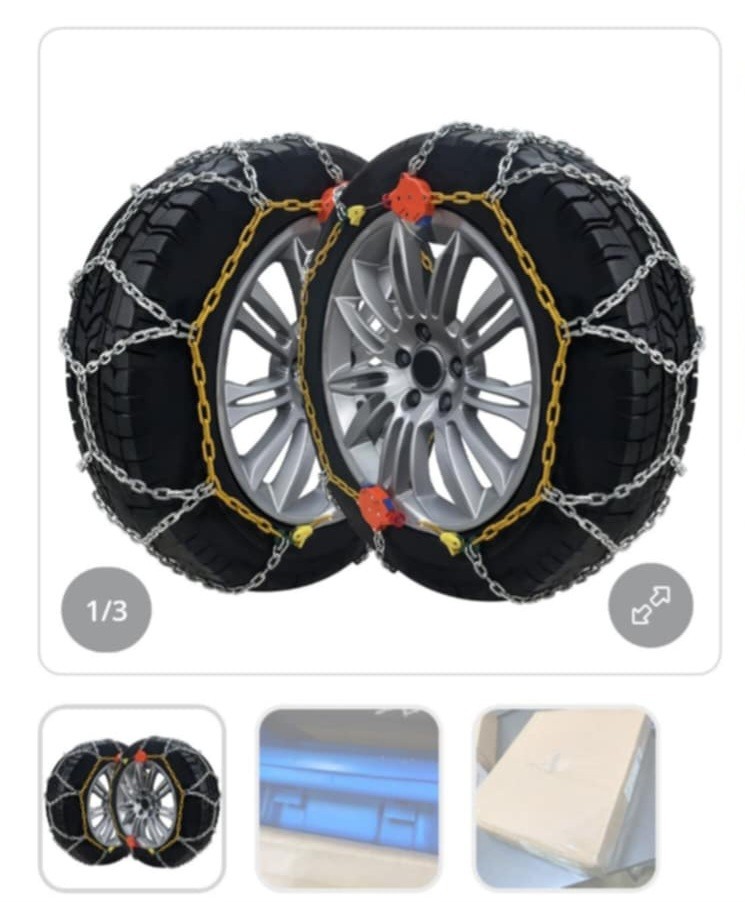 232805 Snow Tire Chains 2-Pack Adjustable Anti-Slip Cars SUVs Pickup Trucks