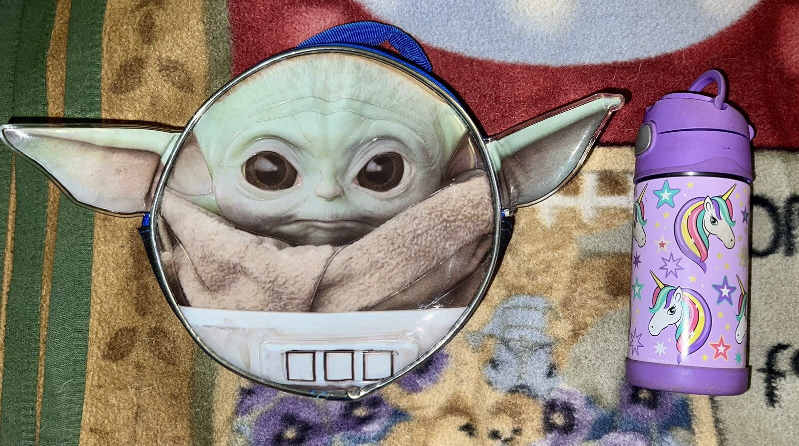 Star Wars The Mandalorian Baby Yoda Grogu Lunch Box With Unicorn Metal Thermos