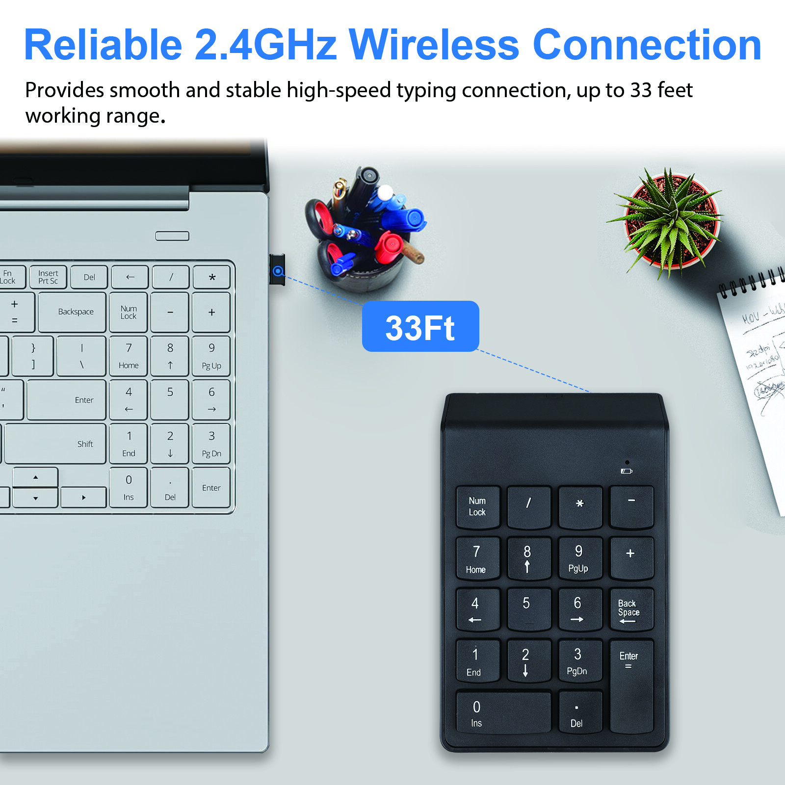 USB 2.4G Wireless Number Pad Numpad Numeric Keypad for Laptop Desktop PC 18Keys