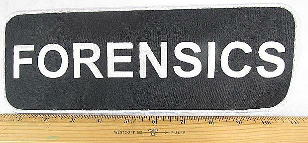 FORENSICS Embroidered Patch Rectangle Large White on Black NEW 10.75"x 4"