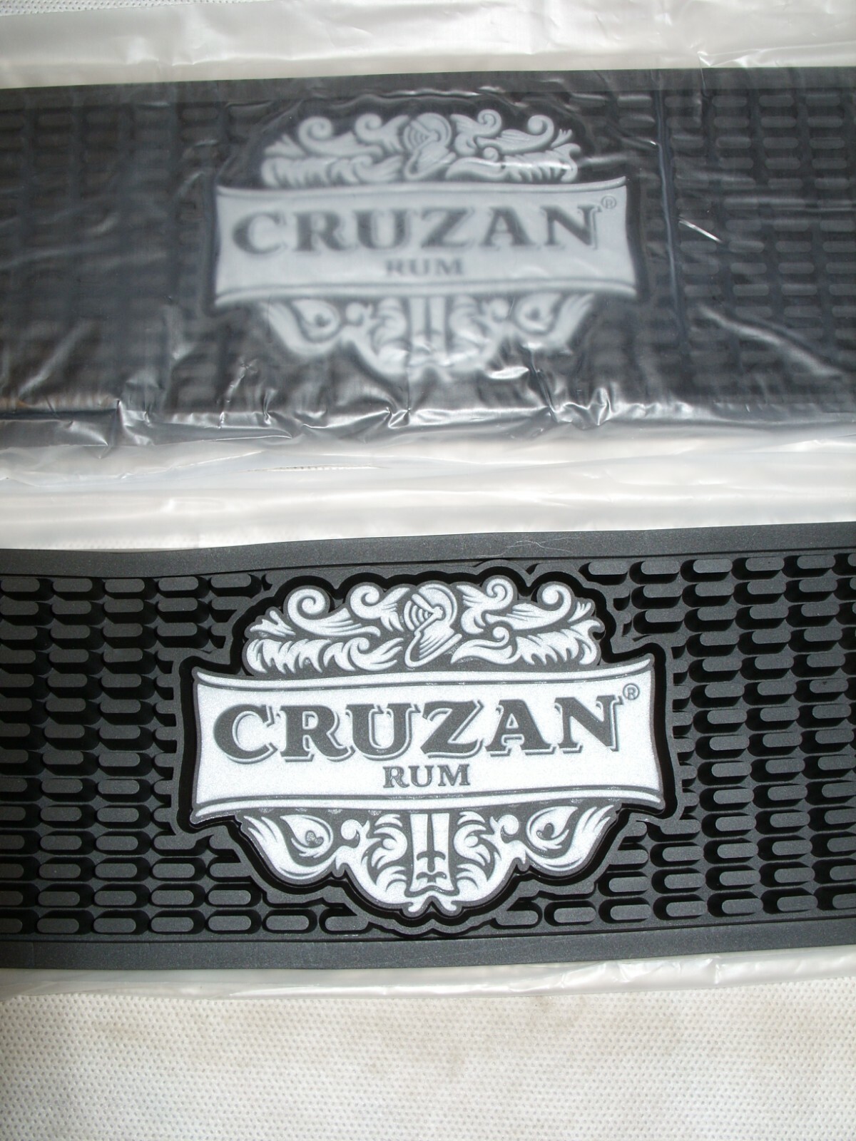 (2) Cruzan Rum - St. Croix - 24" Rubber Barware Bar Rail Spill Mat - NEW