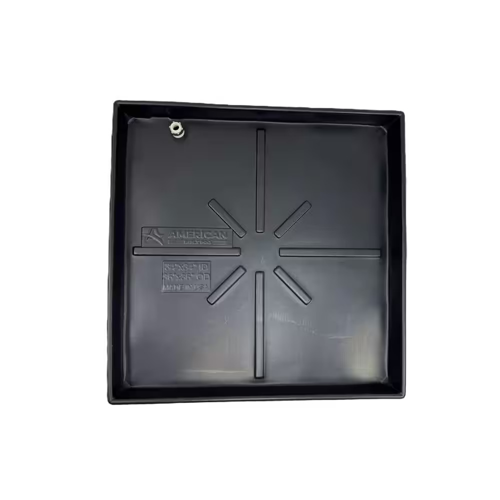 36 In. X 36 In. Heavy Duty Plastic HVAC Condensate Drain Pan with Drain Hose Ada