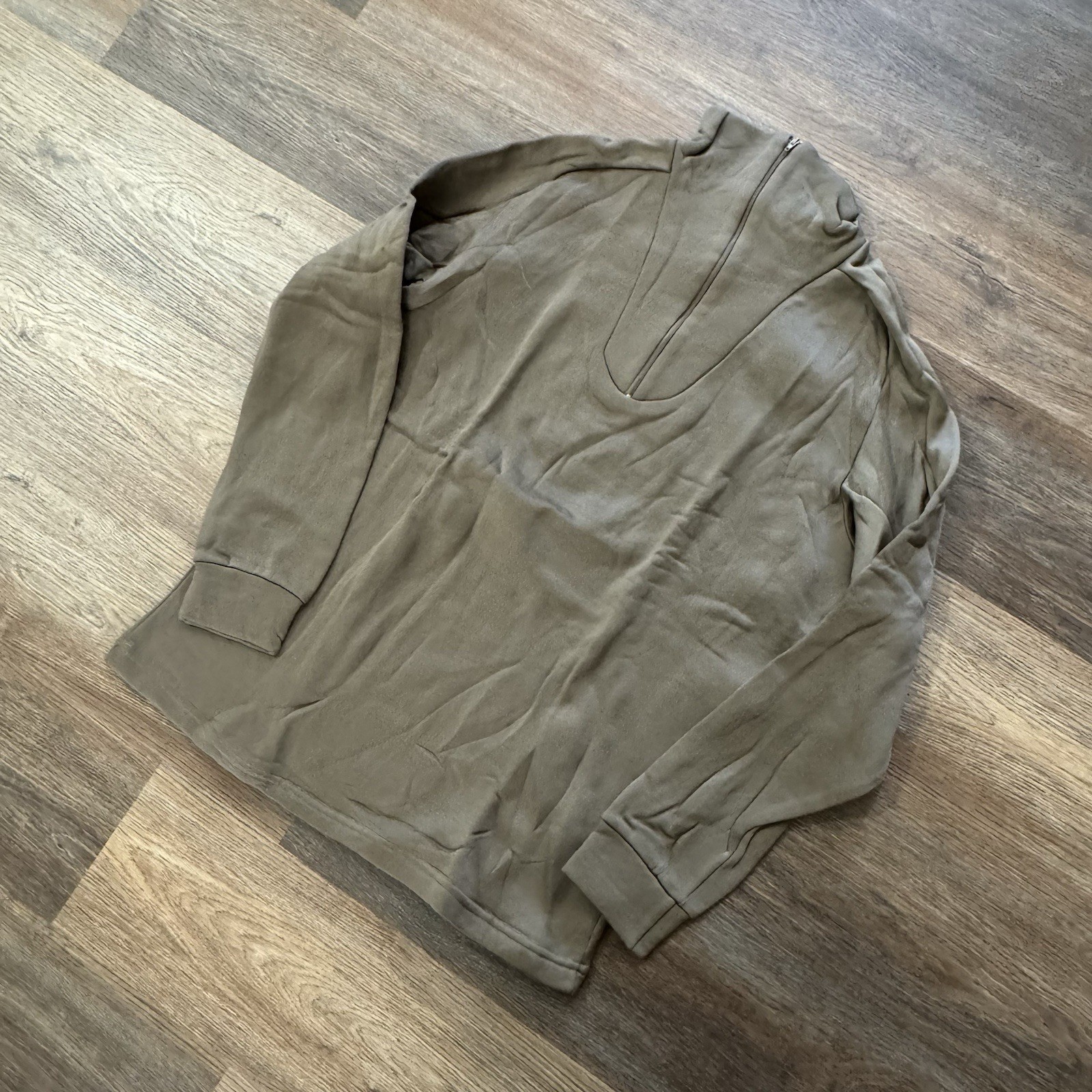 US Military Cold Weather Undershirt Brown Sz L 1/4 Zip