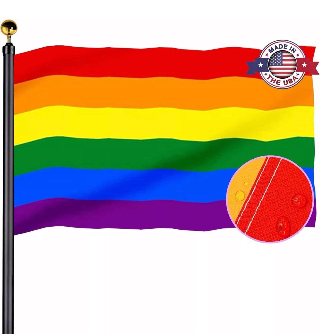 LGBTQ Rainbow Gay Pride Flags 3x5 Outdoor Made in USA- Banner...