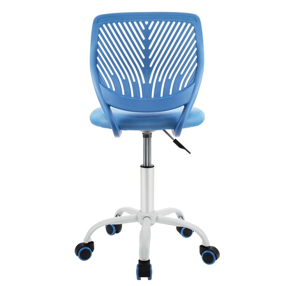 Office Task Desk Armless Chair Adjustable Mid Back Swivel Study Chair Blue