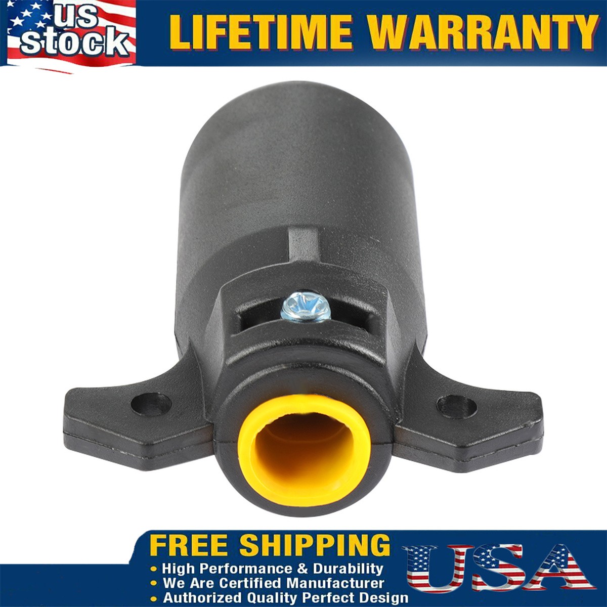 7 Way Round RV Style Trailer Light Plug Connector Replacement End Blade Round