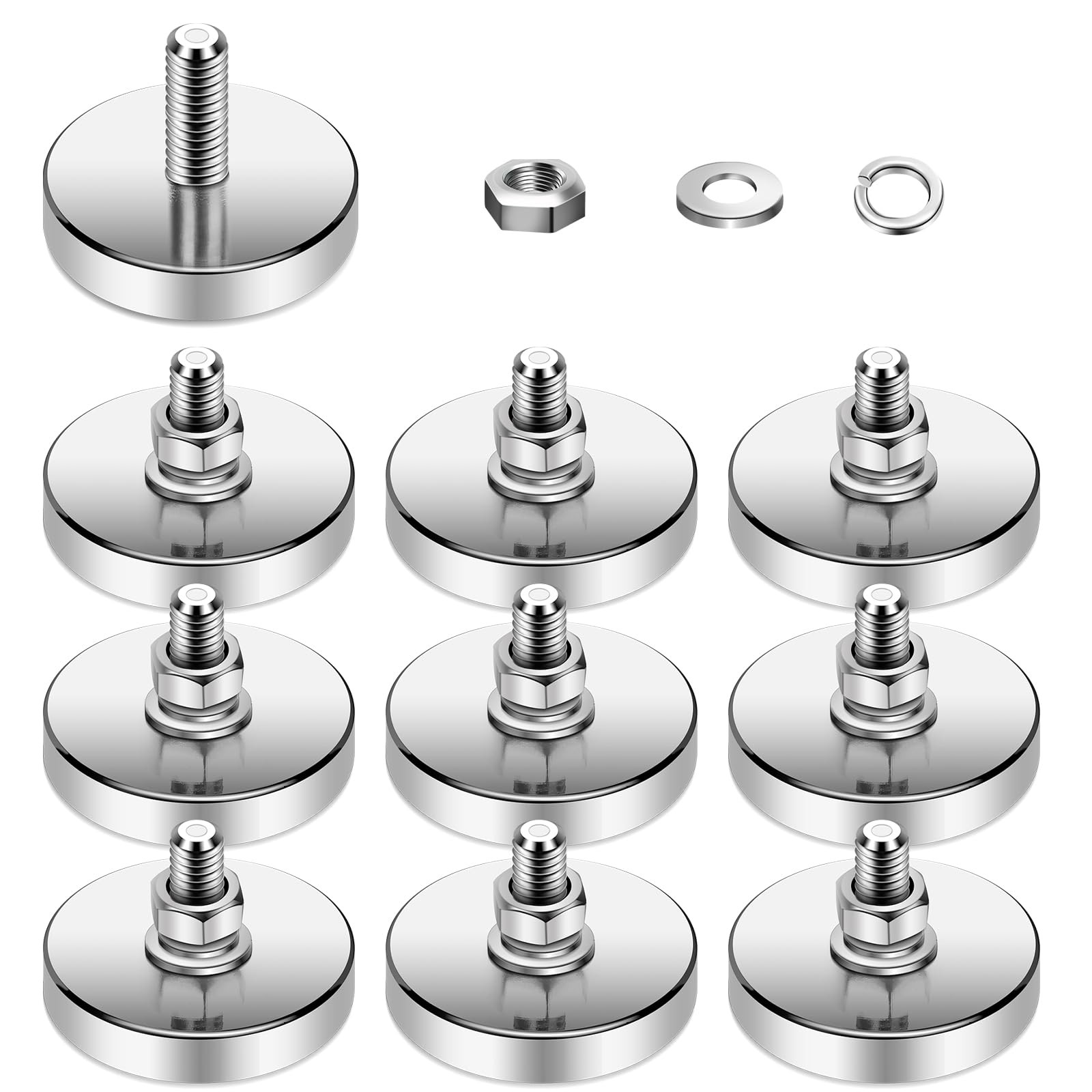 10 Packs Super Strong Neodymium Round Magnet 200 lb, 44mm D