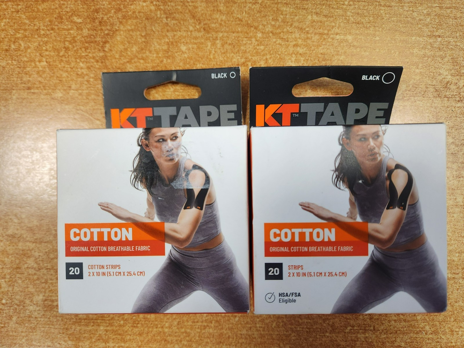 2 Pack: KT Tape - Black, 20 Cotton Strips Each   E2B