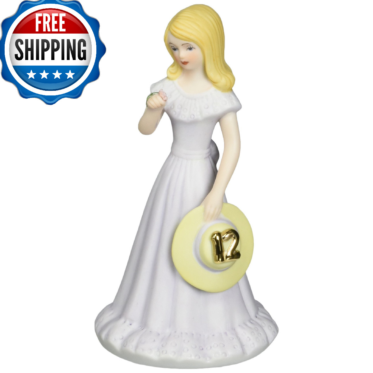 Enesco Growing Up Girls "Blonde Age 12" Porcelain Figurine 5.75" Rose