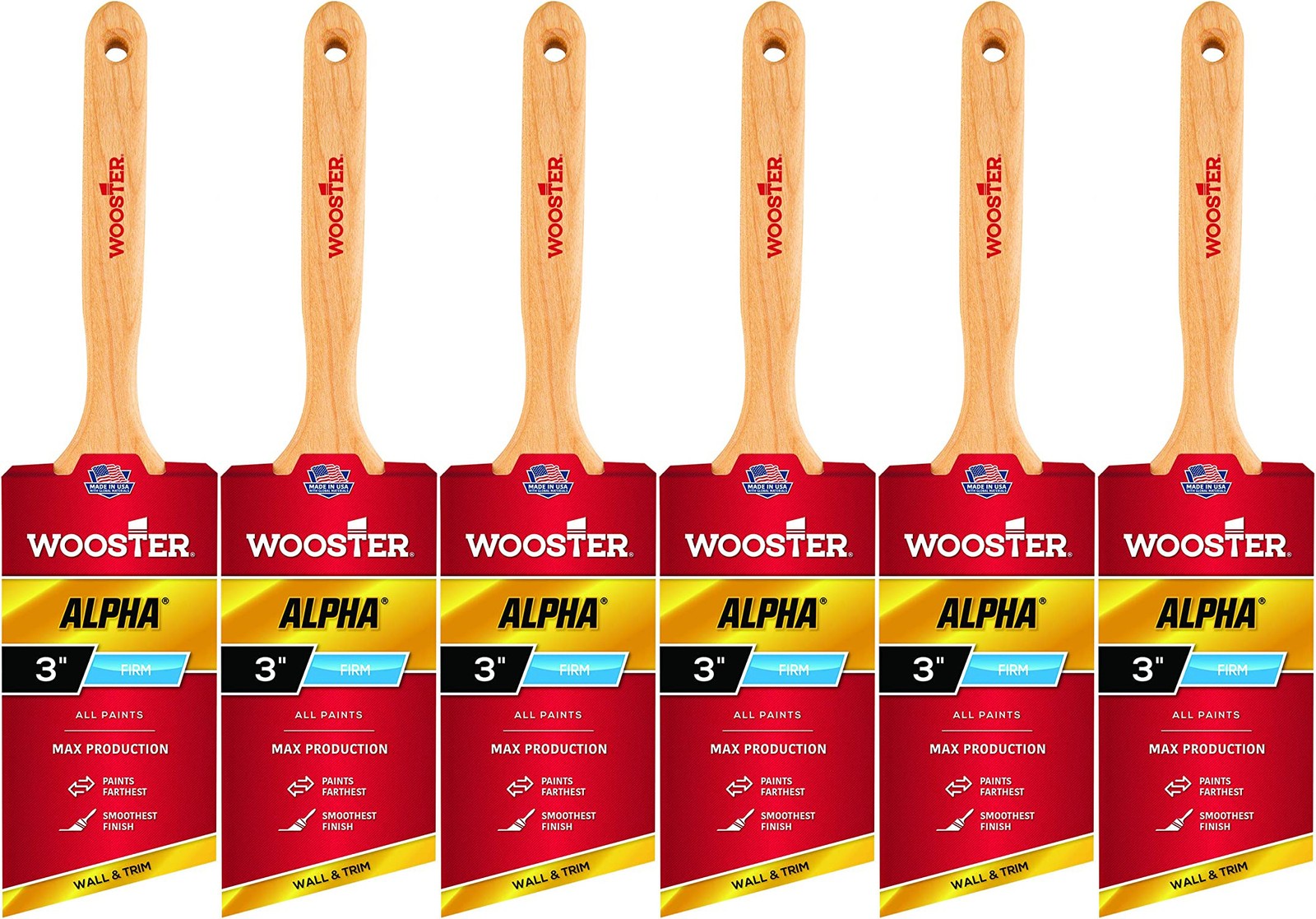 Wooster Genuine 3" Alpha Angle Sash Paintbrush 6-Pack, 4231-3-6PK