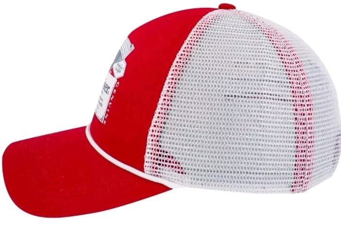 Budweiser Bottle Label Rope Trucker Hat Red