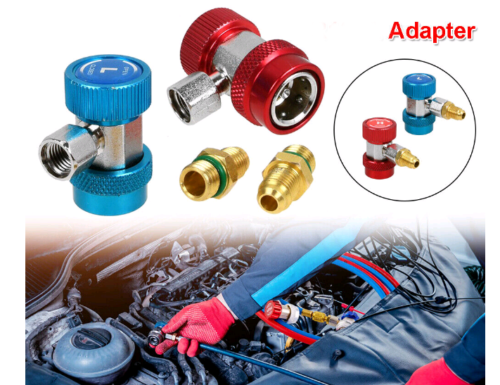 2Pcs Quick Connector Adapter Conversion Coupler Auto A/C Manifold Gauge Low/High