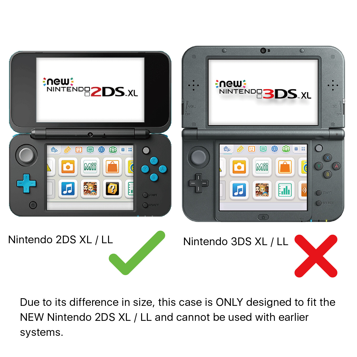 New Nintendo 2DS XL LL Case - Transparent Hard Shell Protective Clear Case Cover
