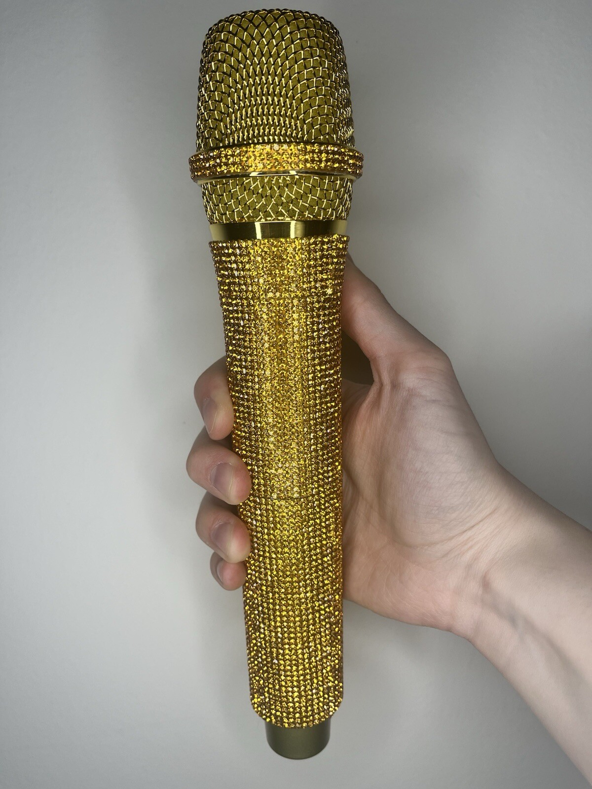 Gold Rhinestone Wireless Karaoke Microphone + Receiver System - Rechargeable