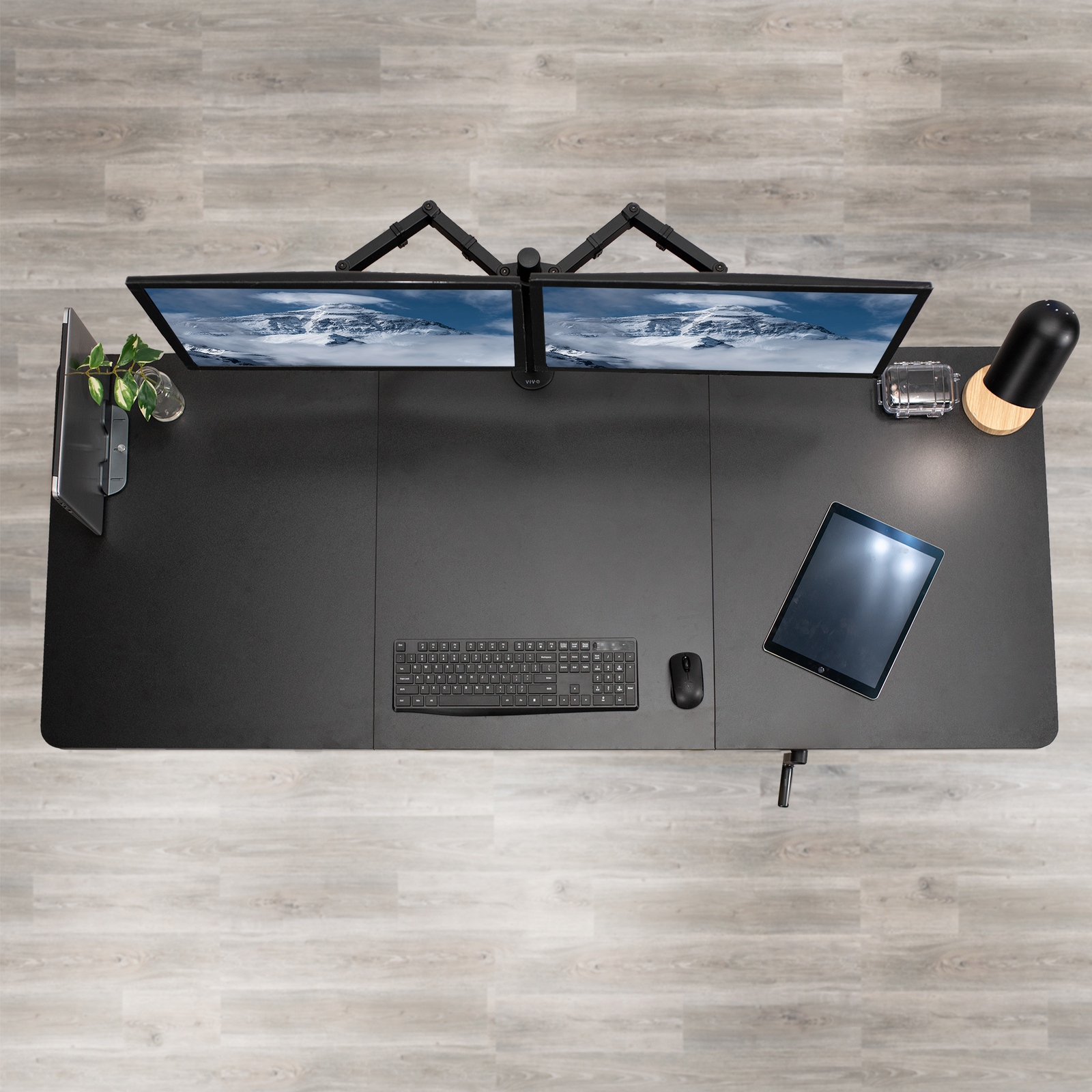 VIVO Manual 71” x 30” Stand Up Desk, Dark Walnut Table Top, Black Frame