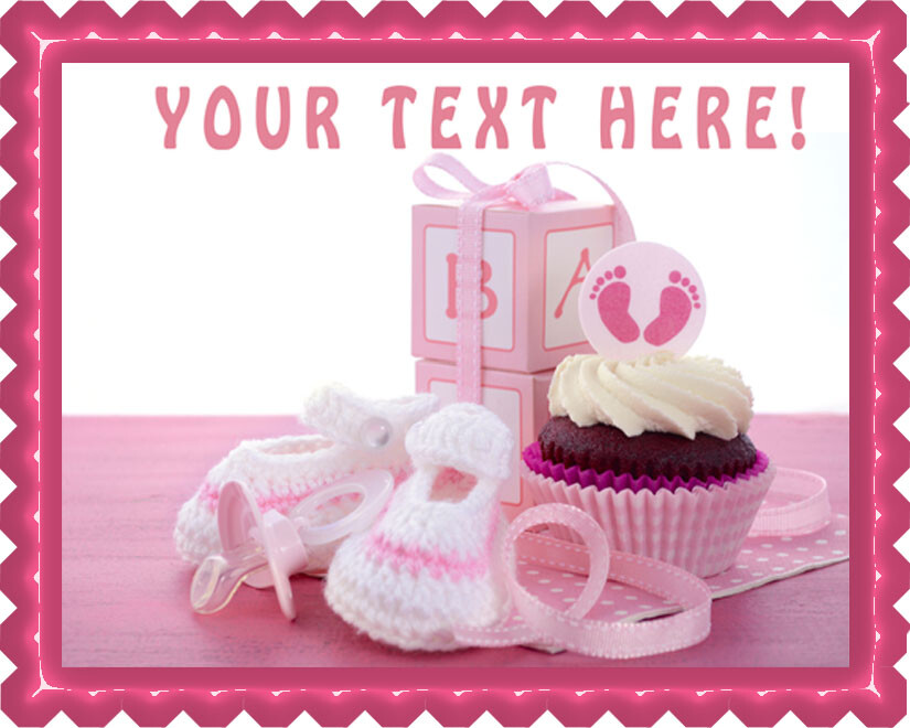 Its a Girl Baby Shower - Edible Cake Topper or Cupcake Topper