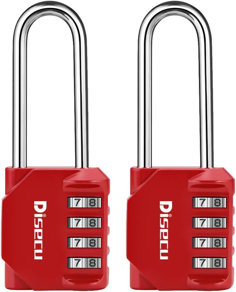 2 Pack  2.6 Inch Long Shackle Combination Lock, 4 Digit Outdoor