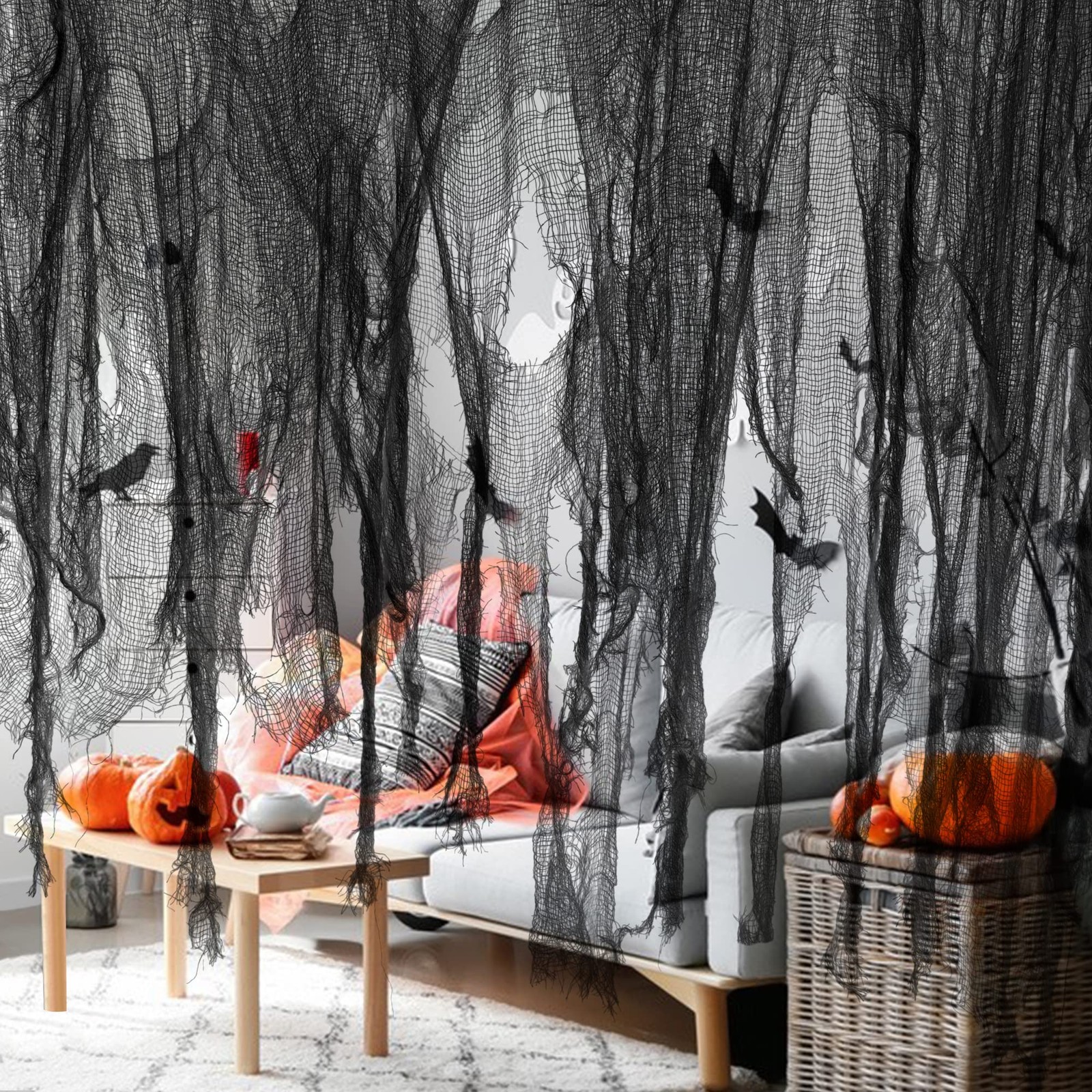 Watayo 500 x 39 Inch Large Size Halloween Black Creepy 500x39inch,