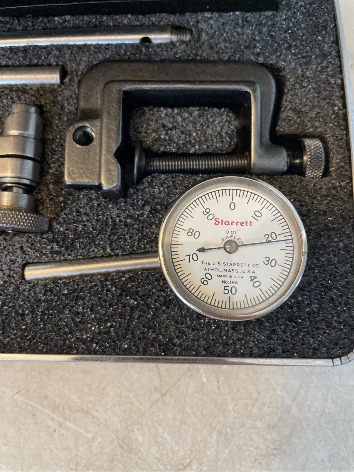 Starrett No. 196 Dial Indicator Set with Attachments in Case
