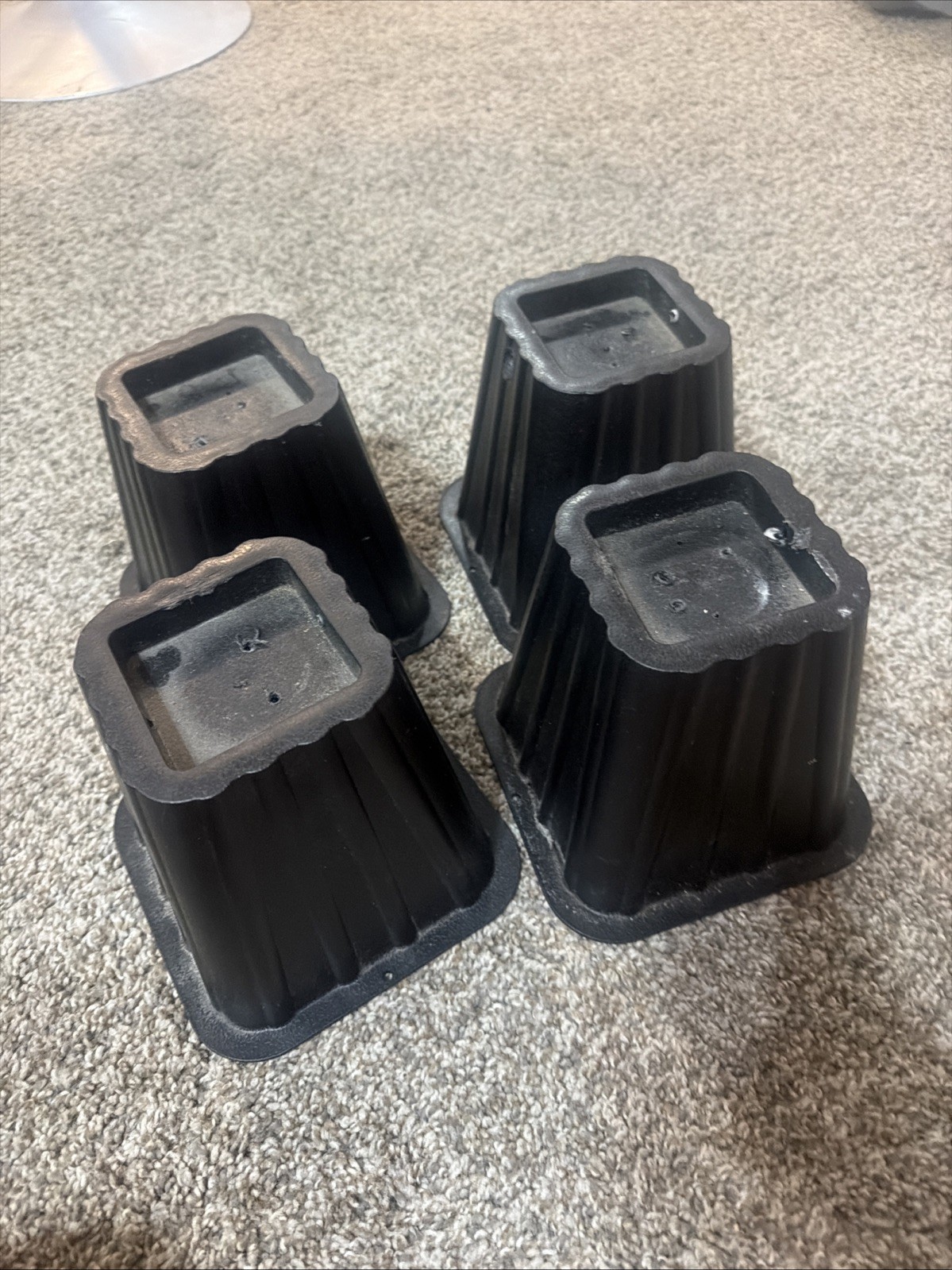Set of 4 Bed Risers 8" Black Plastic Gently Used