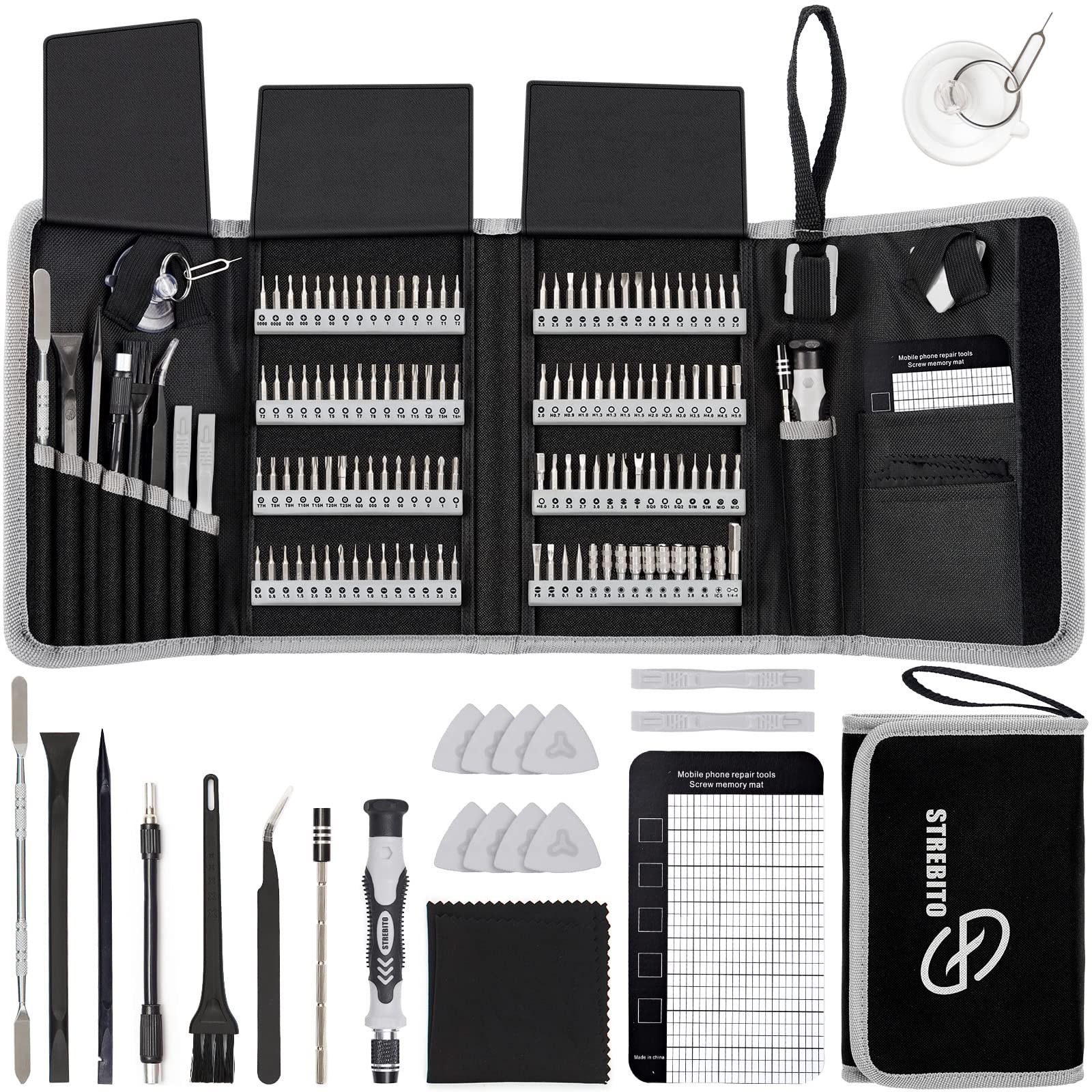 STREBITO Precision Screwdriver Set 142-Piece Computer Tool Kit Magnetic Grey