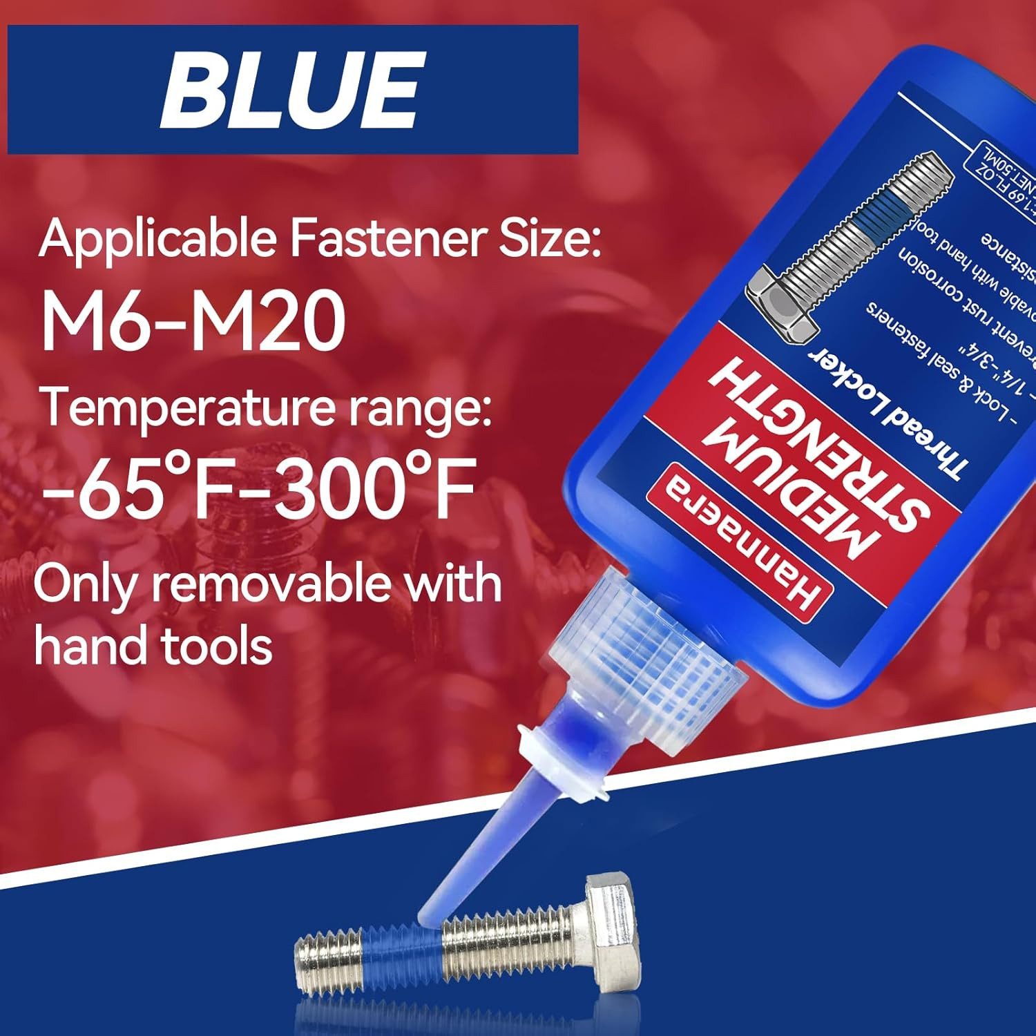 Thread Lock Blue and Red, Threadlocker Removable & Permanent, Thread Locker for