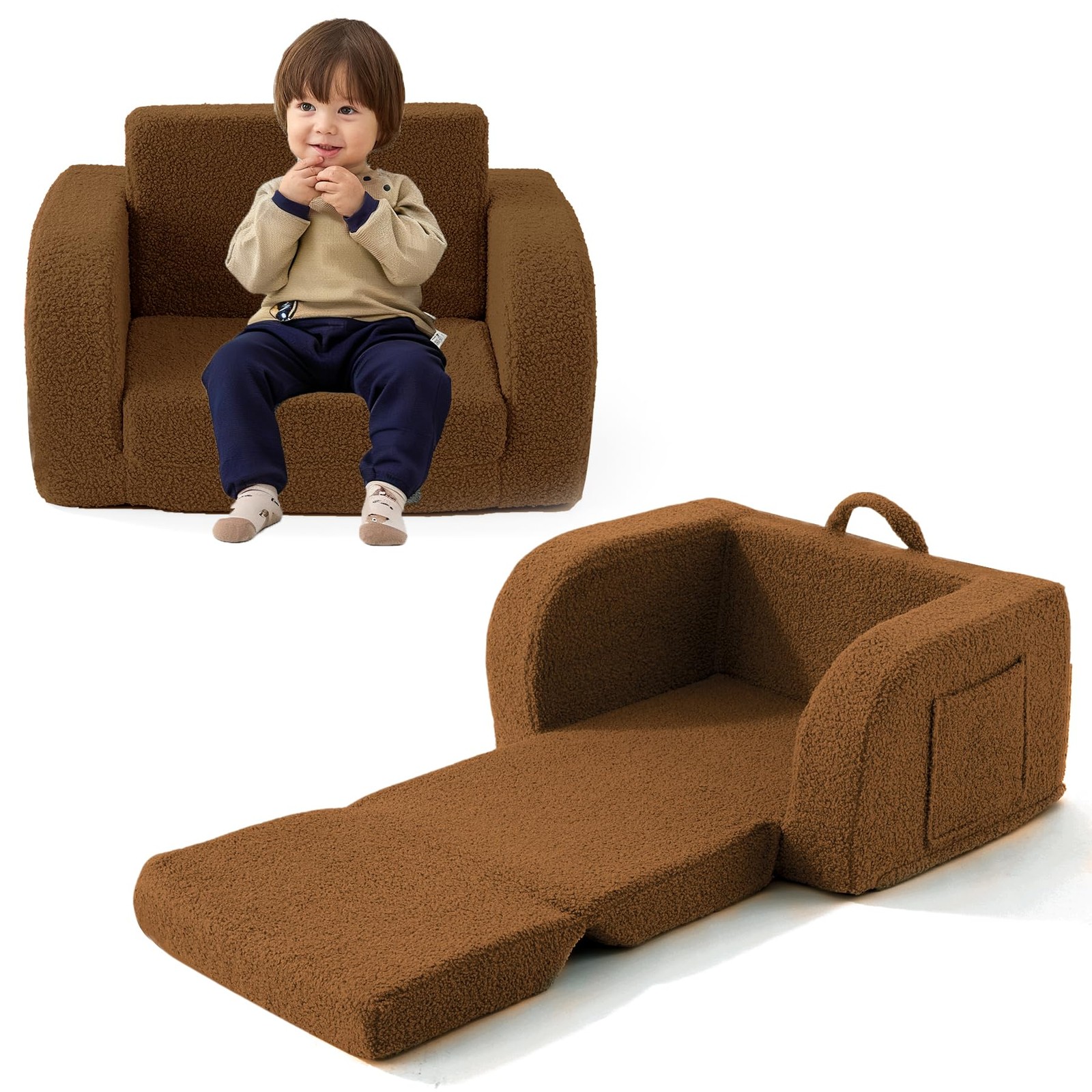 Toddler Couch, 2-in-1 Toddler Chairs Comfy 1-3 Years Old, Toddler Chair for G...