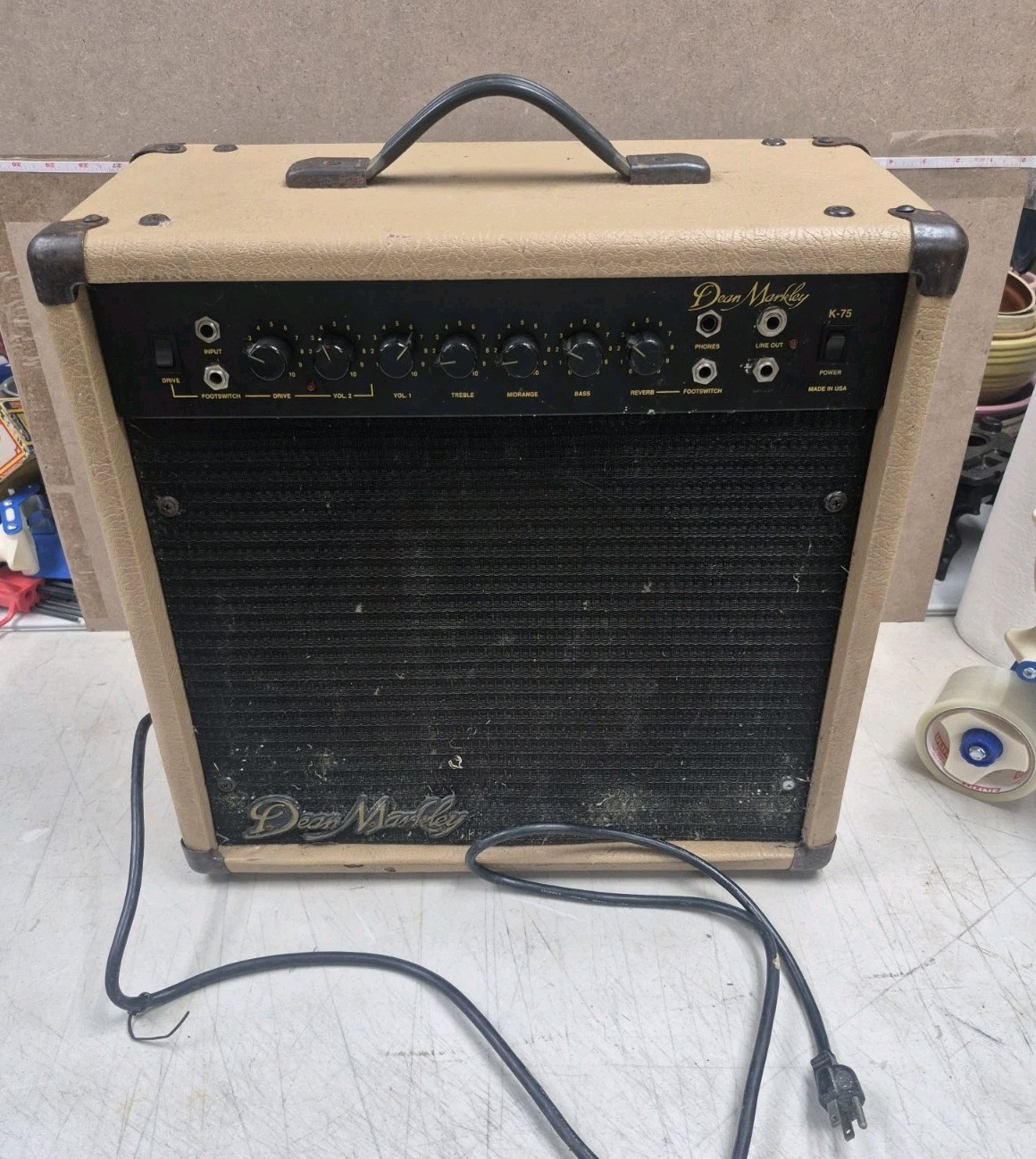 1990's Dean Markley K-50 guitar amp 12" speaker 50 watts – Powers On & Hums