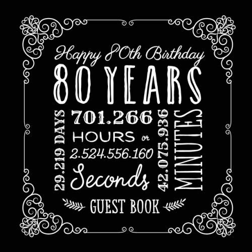 Happy 80th Birthday - Guest Book: Great for 80th Birthday - Vintage Party - Blac