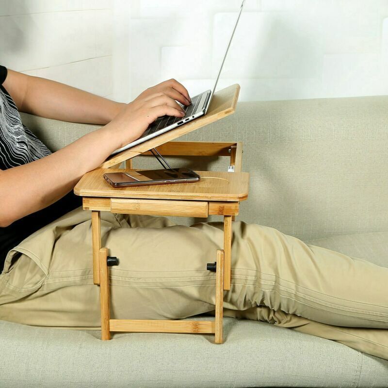 Adjustable Bamboo Laptop Folding Lap Desk Notebook Bed Tray Table Portable Stand