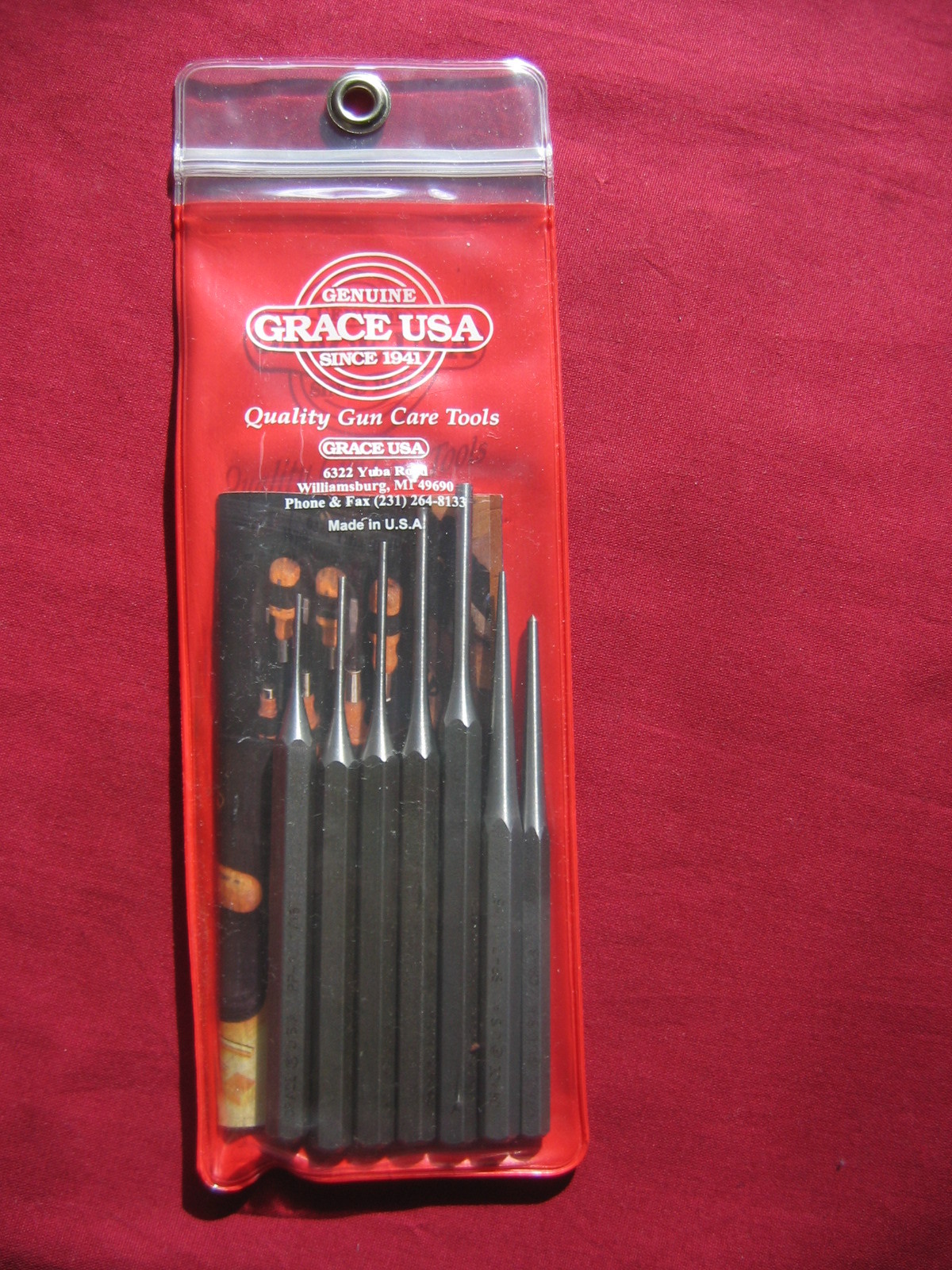GRACE USA PS-7 STEEL 7PC GUNSMITH PUNCH SET W/ STARTER PUNCH GUN SMITH MACHINIST