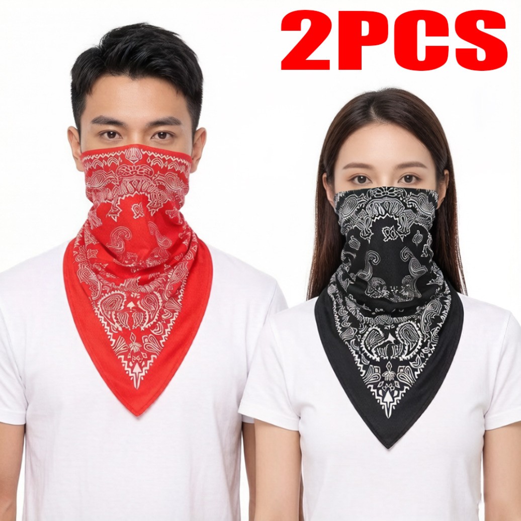 2x Motorcycle Face Mask Balaclava Scarf Bandana Neck Gaiter Headwear Mouth Cover