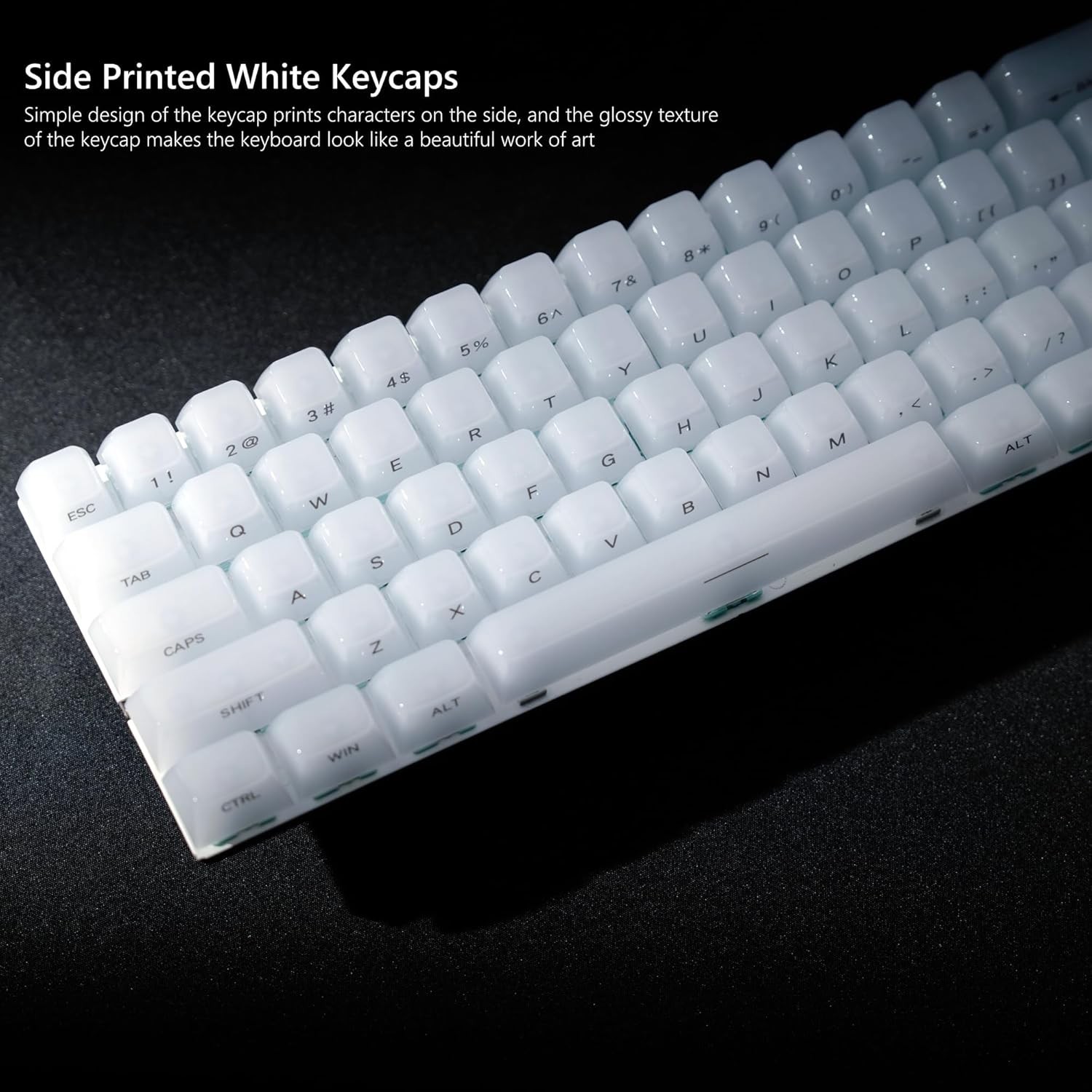 Keyboard Keycaps Jelly Ceramic Style Clear White Transparent Side Print MDA