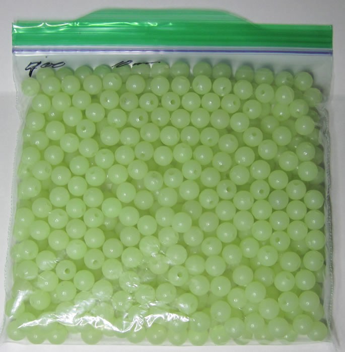 400 10mm Glow in the Dark Round plastic beads CREATE YOUR OWN BAITS - walleye
