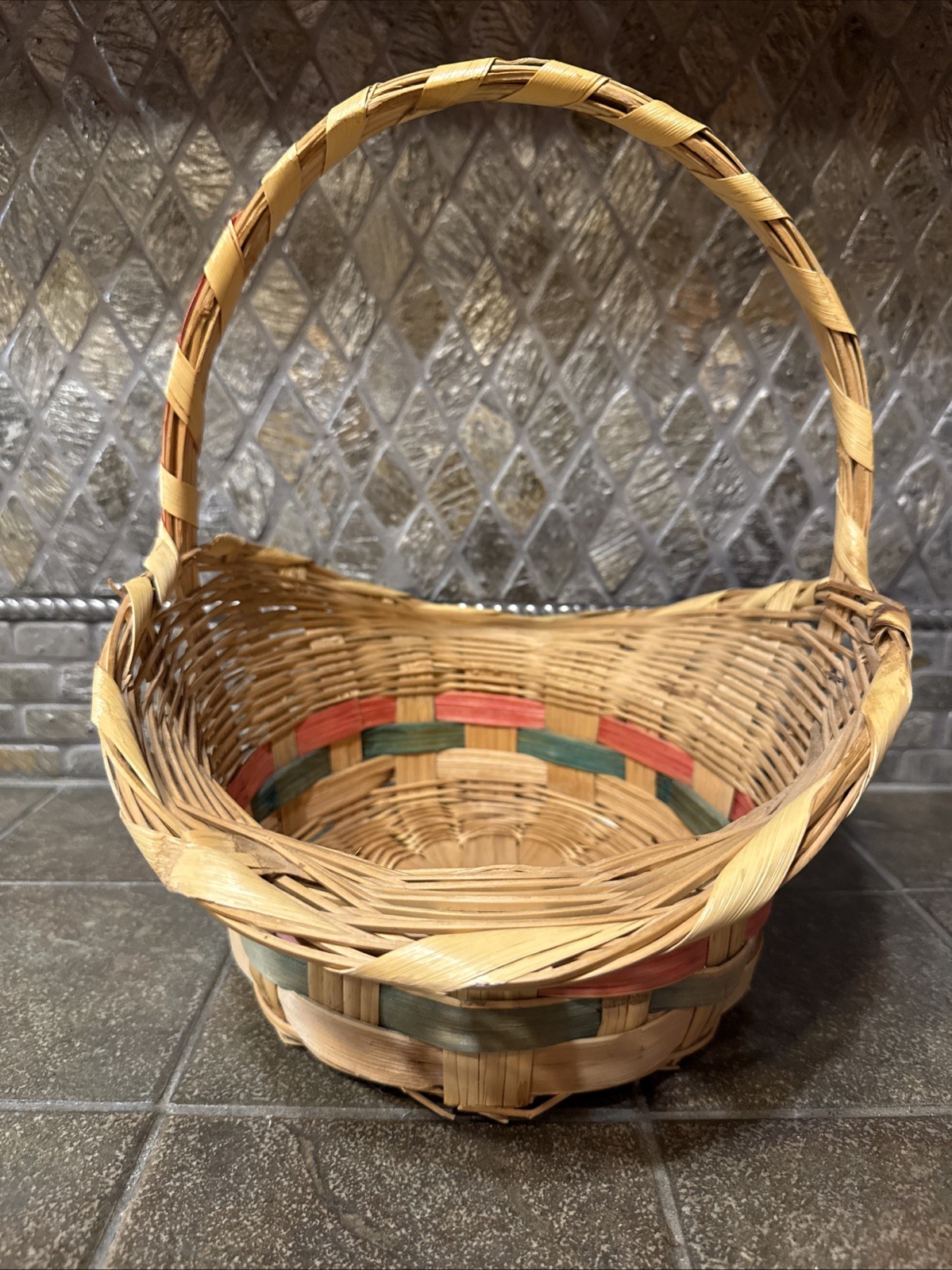 Vintage Large Easter Basket 13” Tall 14” x 10.5”