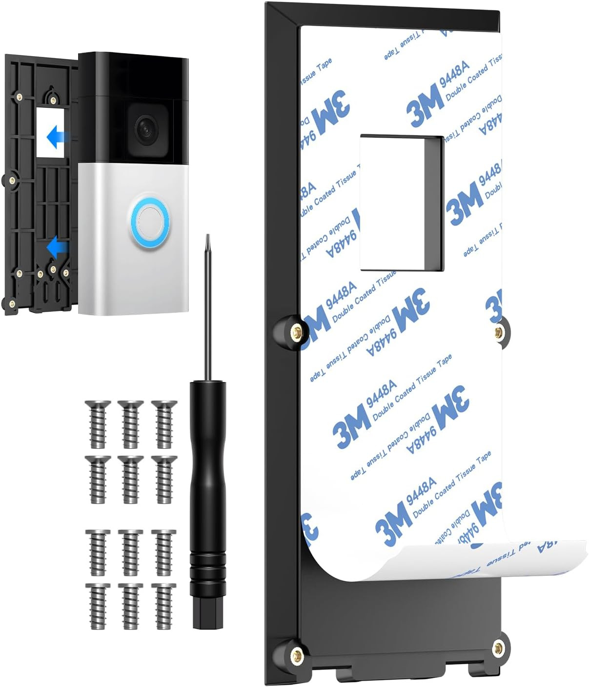 No Drill Ring Doorbell Mount - Compatible with Ring Video Doorbell 1/2/3/4, Batt