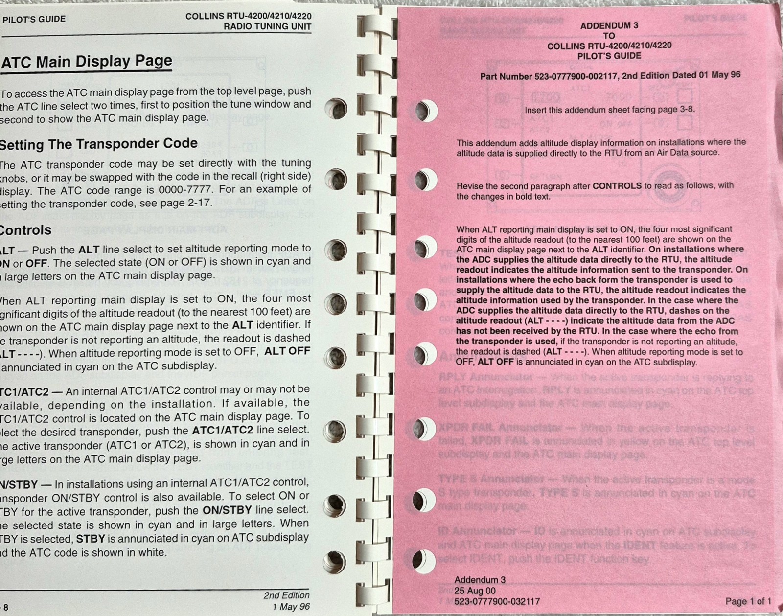 Collins Avionics Pilot's Guide Lot: FDS-2000 & RTU-4200