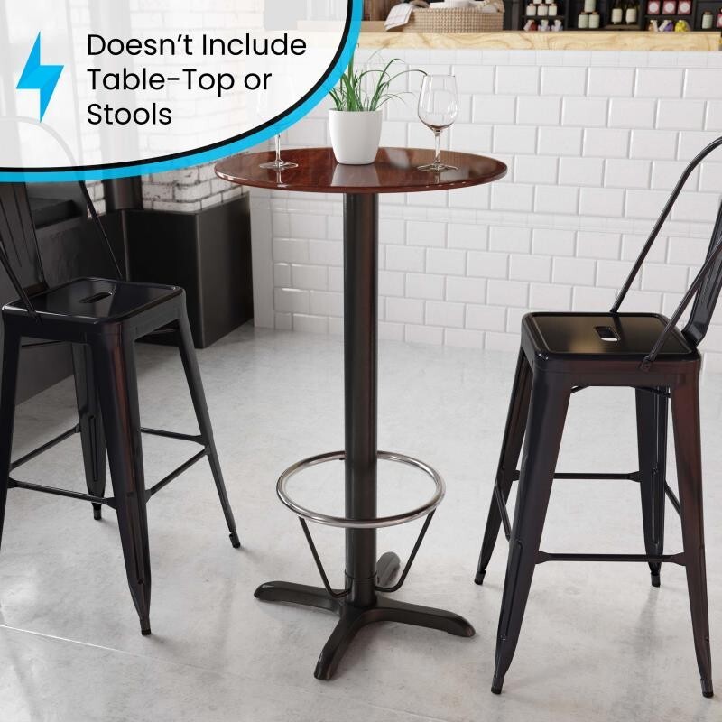 22'' x 22'' Restaurant Table X-Base with 3'' Dia. Bar Height Column & Foot Ring
