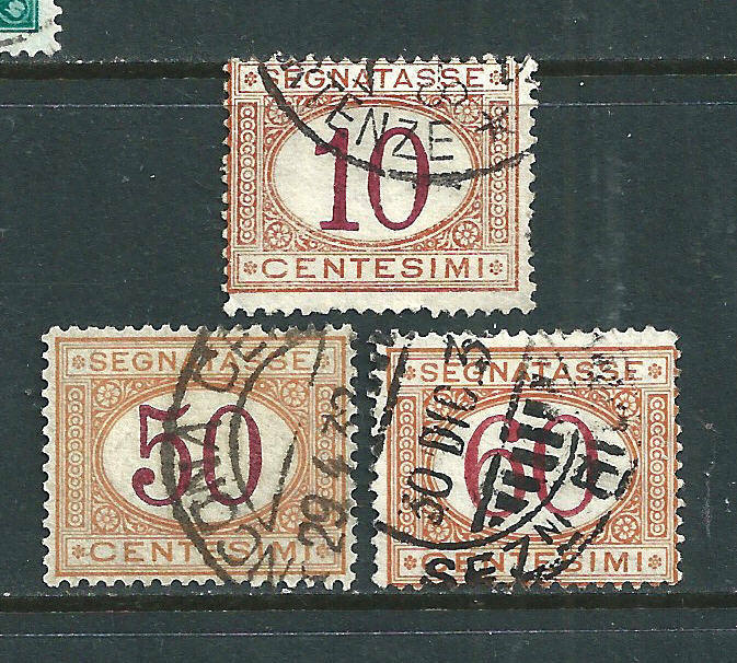 🍕 Italy - 1878-1903 Postal Due - 3 used stamps