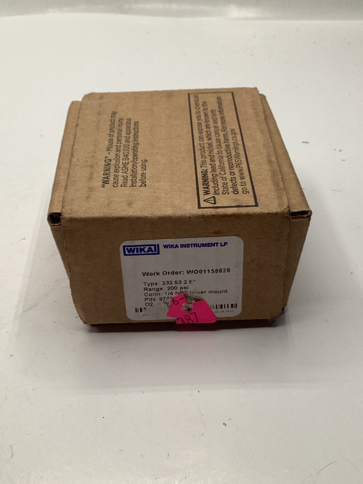 WIKA 9768688 232.53 - 2.5" Dial - 0-200 psi Pressure Gauge, 1/4" NPT Lower Mount