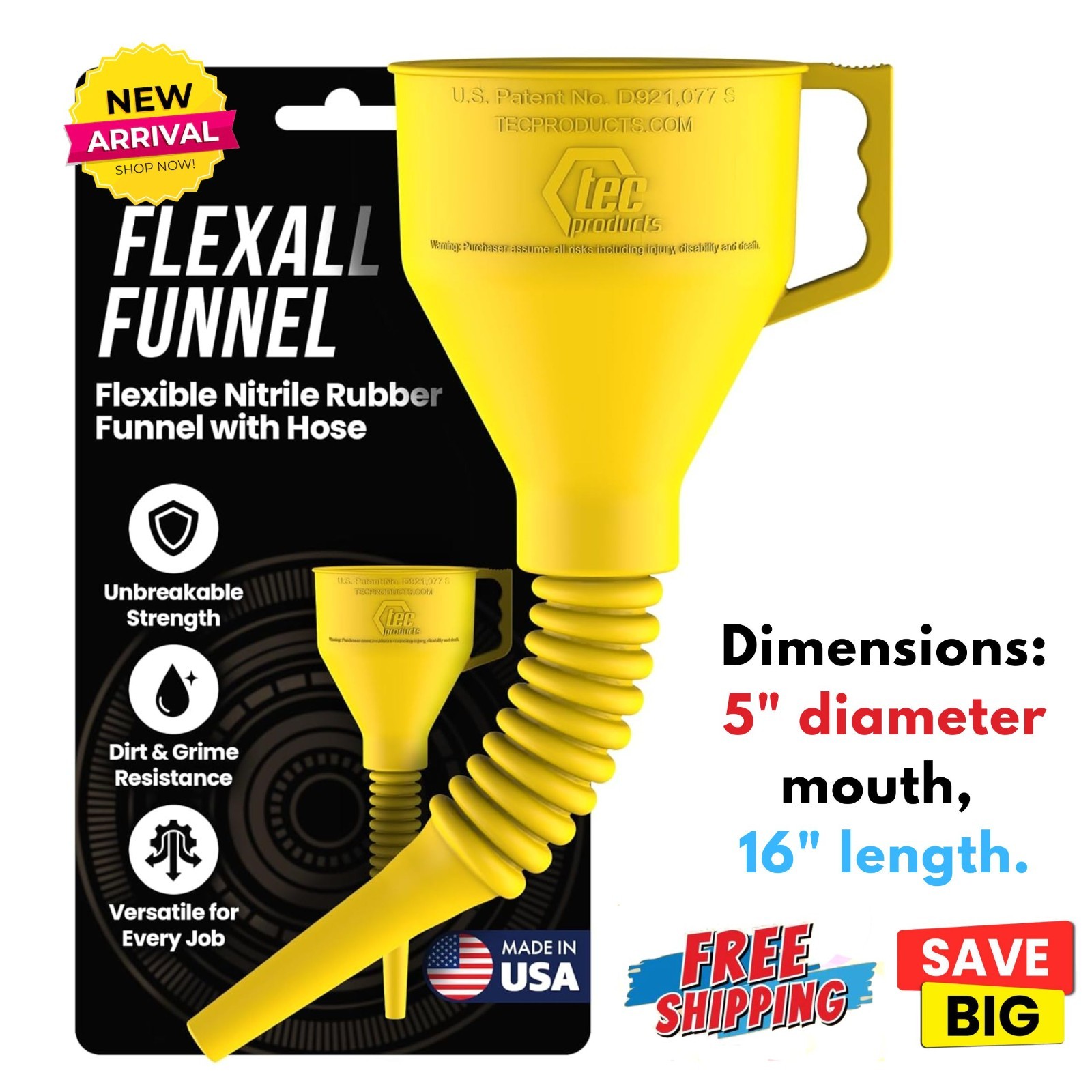 Flexible Funnel Large for Boat Lawnmower UTV Transferring Gas Pouring Oil Change